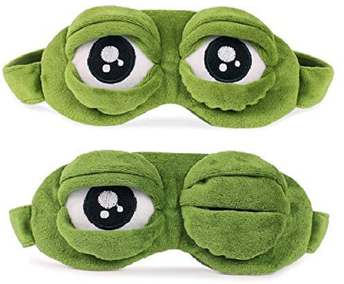 2 STÜCKE weiche und hautfreundliche 3D Reiseschlafmaske mit Gummiband, Frosch Maske Schlafen Reisen für Kinder und Erwachsene