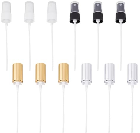 WEBEEDY 12 PCS Replacement Atomizer capss Reusable Spray Top capss Fine Mist Sprayer Pump capss Replacement Pump Top for 18mm Cosmetic Perfume Pump Head (Gold,Silver,Black,White)
