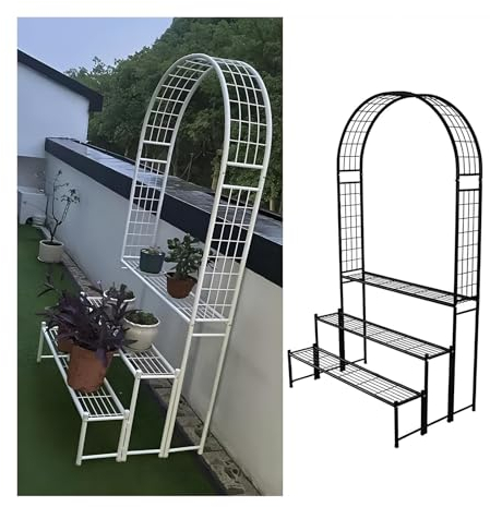 Gartenbogen Rosenbogen für Garten-Pergola für Innen- und Außenbereich Rasen Garten Verschiedene Kletterpflanzen Backyard Terrasse Witterungsbeständigkeit Wetterfest stabil(Color:White)