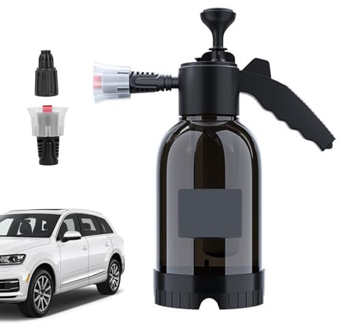 Pulvérisateur en mousse de voiture, pulvérisateur en mousse de neige à pression à la main 2L avec échelle, pulvérisateur de lavage de voitures résistant aux corrosion en alcaline, bouteilles de pulvé
