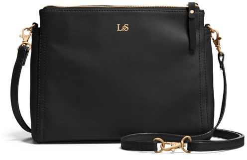 Lo & Sons The Pearl - Premium Crossbody Bag Made with Genuine Real Cactus Leather, Versatile Small Shoulder Bag for Women, Black / Gold / Lavender, Cactus Leather