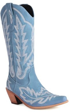 Stivali Texani Donna,Stivali da Cowboy Donna Motociclista,Stivali alla Moda, Stivali ad altezza ginocchio E1