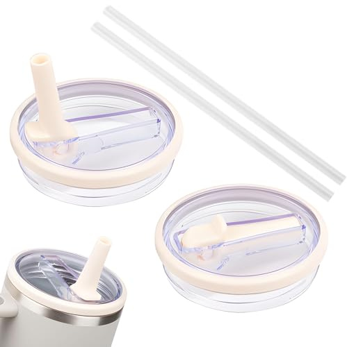 Set De 2 Pièces Stanley Cup Couvercle Étanche, Remplacement 40 Oz, Trois Couleurs Accessoires Avec 2 Pièces Paille (Blanc)