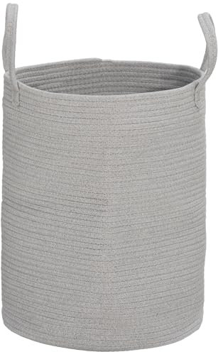 HOMCOM 36L Laundry Hamper, Cotton Rope Laundry Basket with Handles, Collapsible Washing Bin, 38 x 45cm, Grey