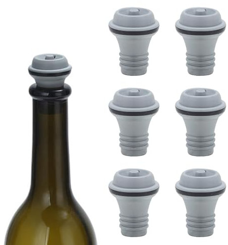 6 Pcs Wine Bottle Stoppers, Wine Stopper Vacuum, Wine Stoppers for Wine Bottles, Wine stoppers, Leak-Proof, Preserve The Flavor and Freshness of Wine(Colour:Grey)