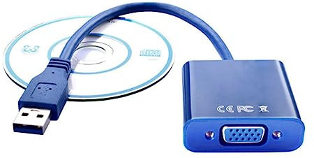 Uonlytech Usb 3.0 to Vga Adapter Cable for Monitor and Projector, External Video Converter with Blue Usb Vga Connector, Compatible with Laptop Display for Office and Home Use