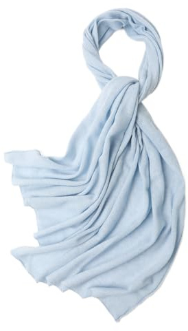Prettystern 100% Kaschmir 180/60 cm Langer Damen-Schal Strick-Schal Winter Stola hell-blau Pastellblau