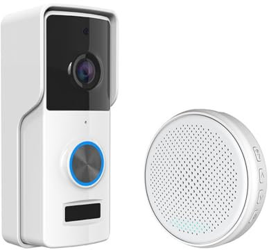 Huudngeje Tuya HD Video Doorbell Camera Wireless with Indoor Chime 90 Degree Wide Angle Visual WiFi