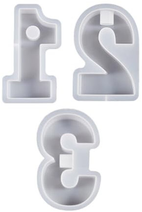Moldes de silicona con números 1-3 para chocolate, resina epoxi, cristal, decoración de tartas