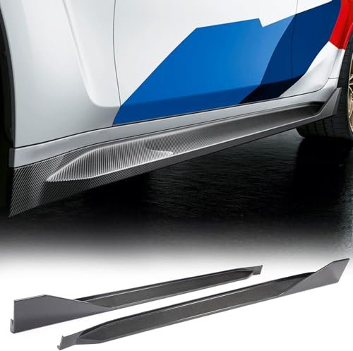 CAOXINZI 2 Stück Auto Seitenschweller Verlängerungen für BMW 4 Series G82 M4 Coupe 2-Door 2021-2022, Kohlefaser Auto Seitenschweller-Splitter Lippe Kratzfest Schutz Bodykit Zubehör