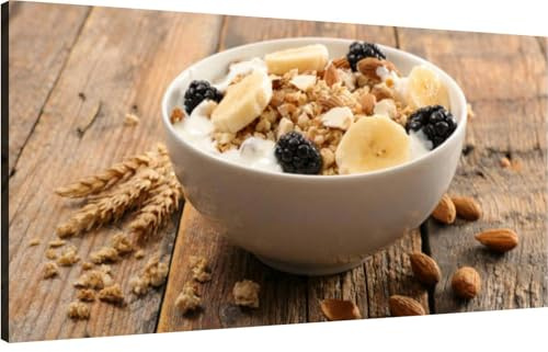 Canvas Wall Art for Living Room Bedroom Bowl muesli and fruit Big Large Wall Art Decor Framed Painting Wall Pictures Prints Artwork Office
