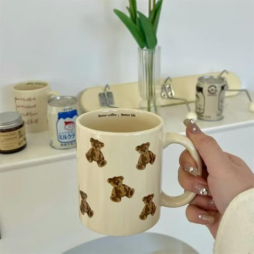GENPICONG 301-400ml Colazione Bevanda caffè tè Latte Tazze Orsetto Modello Grandi Tazze Ceramica Ufficio Cucina Stoviglie Bicchieri Regali