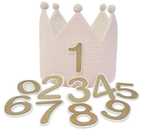 ASFWAGQ Corona de cumpleaños de dragón de papel, muselina con números, gorro de fiesta reversible para niños y niñas, muselina con números del 0 al 9, decoración para fiestas de cumpleaños infantiles