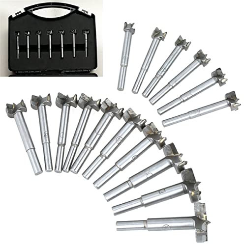 Juego de 16 brocas Forstner de carburo de 15-35 mm, juego de sierras de corona Forstner de acero de alta velocidad para perforar madera, bisagras, avellanado de perforación de carburo cementado
