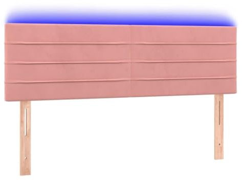 ULUYYUC Rückwand Bett Wandkissen Wandpolster Headboard for Bed - LED Kopfteil Rosa 144x5x78/88 cm Samt für Bett Gästezimmer Jugendzimmer Herbergen