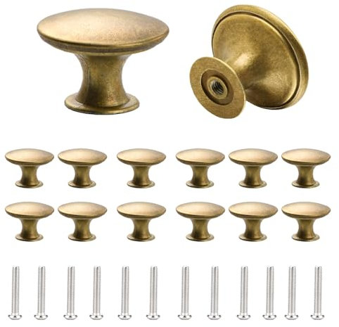 Lot de 12 boutons de placard vintage chic en laiton antique, Rond Boutons d'armoire,Boutons de laiton antique, 30mm Vintage Laiton Poignées Boutons de Meuble de Meuble pour Placards de Cuisine
