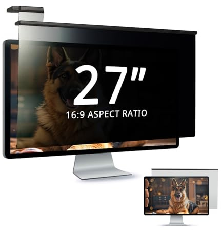 EliWhale Hängende Sichtschutzfolie für 27 Zoll 16:9 Monitor, Blendschutz | 613 x 369 mm, matte Oberfläche, Blendschutz, abnehmbare Hängemontage, HD-Blaulichtfilter, Privacy Screen für 27 Zoll