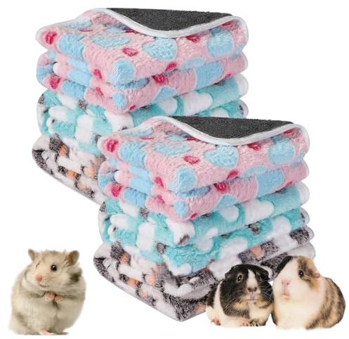 YcsRnn 6 Pcs Guinea Pig Blankets, Fleece Small Animal Bedding, Reusable Guinea Pig Cage Liners Pet Pee Pad Sleep Mat Pad Cover for Hamster Ferret Hedgehog Chinchilla (3 Color)