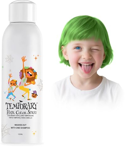 Tinte temporal verde para el cabello para niños, alternativa instantánea a la coloración del cabello para niñas, niños, adolescentes, mujeres, desechables, lavables, estilo rápido para fiestas