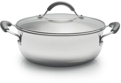 Coolinato - Edelstahl Schmortopf 24 cm mit Silikongriffen & Glasdeckel – Schmorpfanne mit 3,8 l Volumen – Für alle Herdarten, Induktionsgeeignet & backofenfest– 2 Lagen Sandwichboden mit Alu-Kern