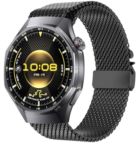 Titan Armband für Huawei Watch GT 6 Pro 46mm, Neues Design-Verschluss Titan Milanaise Armand für Huawei GT6/GT5/GT5 Pro/GT4/GT3/GT3 Pro/GT2/GT2 Pro/GT 46mm/Garmin Venu 3/Venu 2/Forerunner 255/265