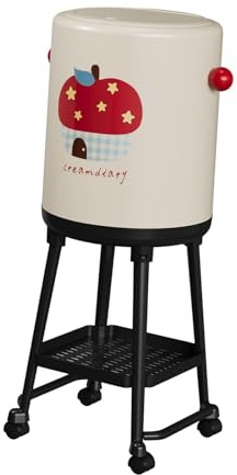 KESOTO Cubo de Basura de Cocina con Ruedas Y Patas, con Soporte, Capacidad de 20 litros. Ideal para La Oficina, El Baño O El Estudio, patrón de casa de Frutas