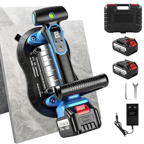 Uadme Ventosa Eléctrica para Azulejos, Cargas 200KG, Baterías 2x4000mAh, Pantalla LCD, 9 Velocidades, Vibrador Azulejos para Levantar Cristales, Mármol, Cerámica y Vidrio