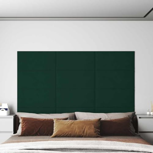 Wandpaneel Schalldämmung Wand,Wandpaneele 12 Stk. Dunkelgrün 60x30 cm Samt 2,16 m²,Zimmer Deko für Küche, Balkon, Schlafzimmer, Wohnzimmer
