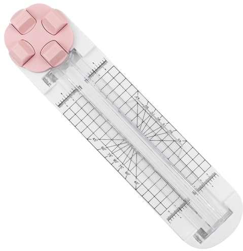 MISIQIMA 4-In-1 Papierschneider, 360° Drehbarer Schneidemaschine Papier mit Schneidaufsätzen für Gerade, Gepunktete, Wellenförmige, Falzlinien, Geeignet für Scrapbooks, Fotos, Karten, DIY (Rosa)