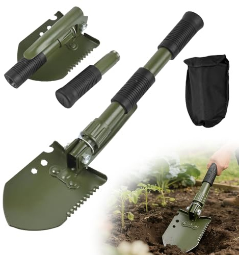 Pala Plegable Multifuncional, 39cm Mini Pala Plegable Militar para Camping