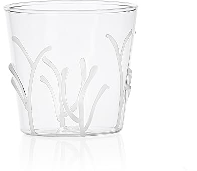Ichendorf Milano Tumbler Rami Bianchi | Collezione Greenwood | 35 cl | Vetro Borosilicato | Fatto a Mano