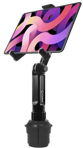 cellet Cup Holder Tablet Mount, Tablet Car Mount Holder made by with a cup holder base for iPad Mini/Air 2 /Air/iPad 4/3/2 Samsung Galaxy Tab 4/3 and More - Holds Tablets up to 9.7 Inches in Width