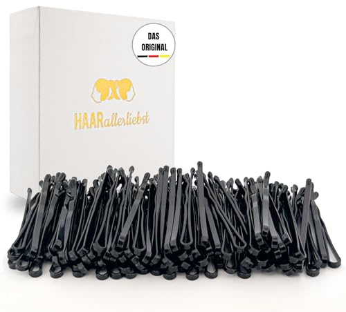 HAARallerliebst 100 Mini Haarnadeln - 3,4 cm klein Bobby Pins - schwarz für dunkle Haare – Haarklemmen Damen & Hair Pins in weisser Box - Perfekte Haarnadel für Styling & Halt