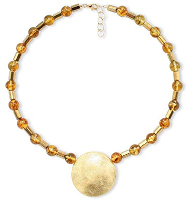 heliaden Bernstein Kette mit Sterling Silber Diskus