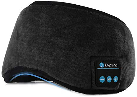 Jinxuny Bluetooth Sleeping Eye Cover Headphones Sleeping Travel Music Eye Cover Wireless Washable Sleep Cover Ultra Comfortable Eye Cover with Earphone for Man Woman Sleeping