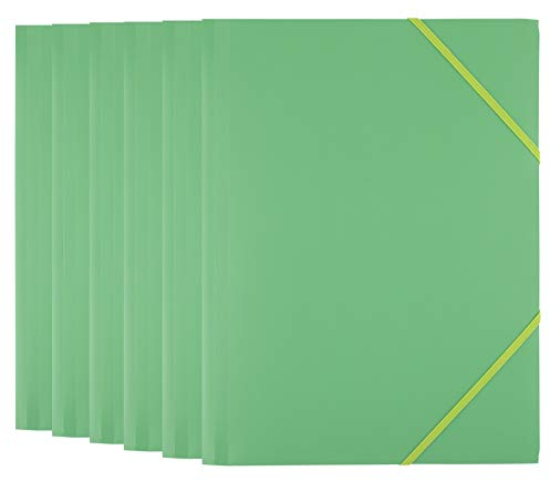 D.RECT 6 Stück Sammelmappe | Postmappe aus Kunststoff/PP mit Gummiband | Gummizugmappe aus plastik für DIN A4 | Grün