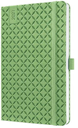 SIGEL J1107 Terminplaner Wochenkalender Jolie 2021, ca. A5, grün, mit fröhlichem Kalendarium, vielen Infos und praktischen Stickern - weitere Modelle