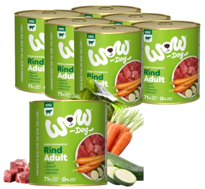 WOW Dog Hunde-Nassfutter mit Rind 6 x 800g | ohne Getreide & Zucker