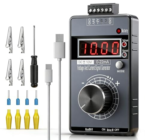 Candeon Générateur De Signal Portable, 4-20mA Générateur De Signal De Courant De Tension, 0-10V/0-22mA Ajustable Simulateur De Tension Actuelle Rechargeable Calibrateur De Source De Signal Analogique