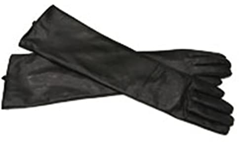 Damen-Handschuhe aus Schaffell, Leder, lange Handschuhe, schwarz, 7 1/2
