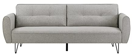 Concept USINE | Sofá Convertible de 3 plazas de Tela Gris Claro Soho | Sofá Cama práctico y Elegante | Diseño Elegante y Moderno | Cómodo y Robusto | Patas de alfiler