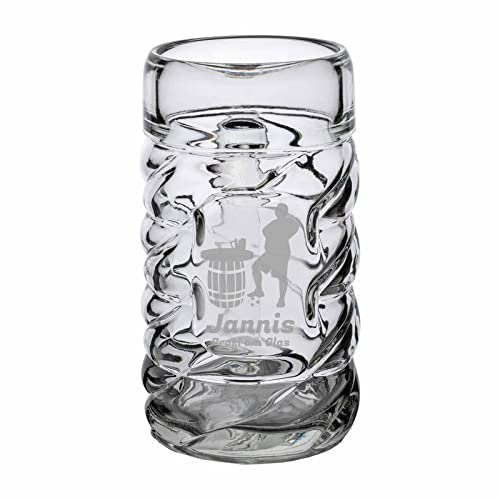LUXENTU Diamond Maßkrug 1,0 Liter mit Gravur, 1 Stück, Personalisierter Bierkrug mit Motiv & Namen, Spülmaschinenfest, Spielerstammtisch