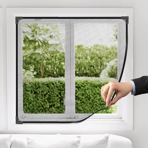 Timisea Fliegengitter Fenster Magnet,fenster-fliegengitter mit innovativer magnetbefestigung,Max Größe 150x 180cm,DIY Insektenschutz Magnetisches Fenstergitter, kein Bohren,Einfache Installation
