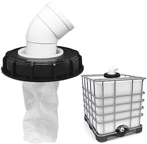 mizikuu Filtro de Tapa IBC, 45°Cubierta de Tanque IBC con Filtro Filtro de Agua de Lluvia IBC Tapa de Nylon Lavable Accesorios de Tanque IBC Codo DN 75 para depósito de Agua de Lluvia IBC 163 mm