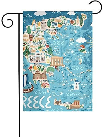 Griechenland-Karten-Druck, Innen- und Außenbereich, Innenhof-Dekoration, Flagge, 30,5 x 45,7 cm