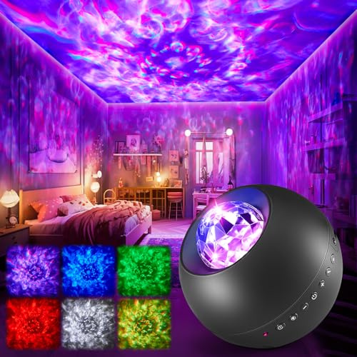 One Fire Sternenhimmel Projektor, 10 Farben 20 Lichtmodus Valentinstag Geschenke Galaxy Projektor Sternenprojektor, 15 White Noise Schlafmusik+Bluetooth Nachtlicht Kinder Partylicht, Schlafzimmer Deko