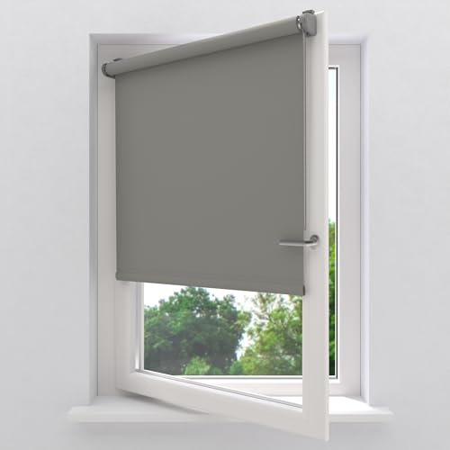 Radeco® Verdunklungsrollo ohne Bohren klemmfix 90 x 150 cm (BxH) grau, Fenster rollos für innen, Rollo ohne Bohren, klemmrollo, fensterrollo, verdunkelungsrollo, rollos für Fenster ohne Bohren