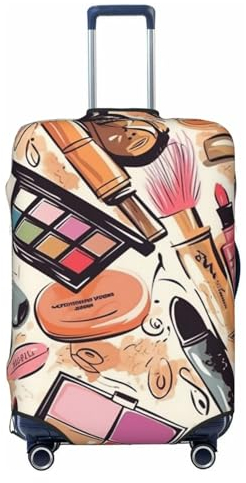 WSOIHFEC Kofferhülle mit Kosmetik- und Make-up-Motiv, personalisierbar, Reisegepäck-Abdeckung, Trolley-Koffer, passend für 45,7 - 81,3 cm Gepäckabdeckungen, Schwarz , S