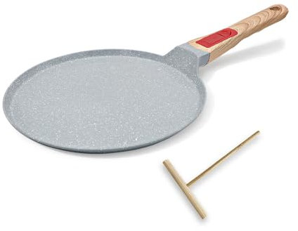 RANX INGST Sartén para Crepes con Distribuidor de Masa 20 cm, Mango Extraíble, Revestimiento Cerámico Antiadherente, Crepera inducción - Azul