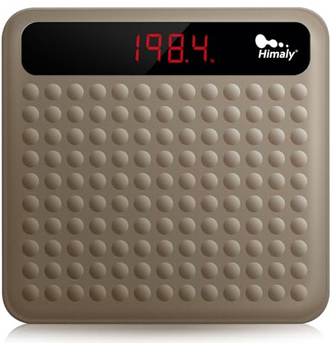 himaly Digital Body Weight Scale Bathroom Scale, Step-On Technology High Precision Measurements Scales with Large Non Slip Silicone Platform and LCD Digital Display, 400lbs/180kg Capacity, Brown